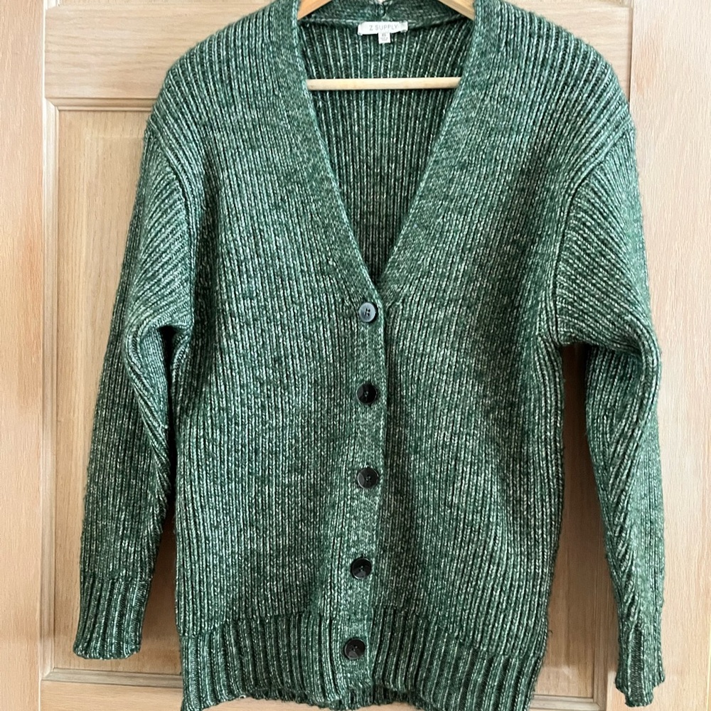 Z Supply Forest Green Ribbed Cardigan